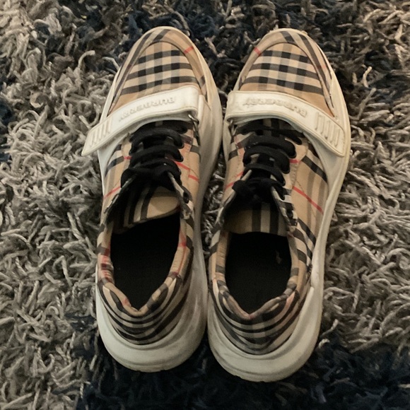 Burberry Plaid Sneakers in Black, White, and Tan - Picture 1 of 6